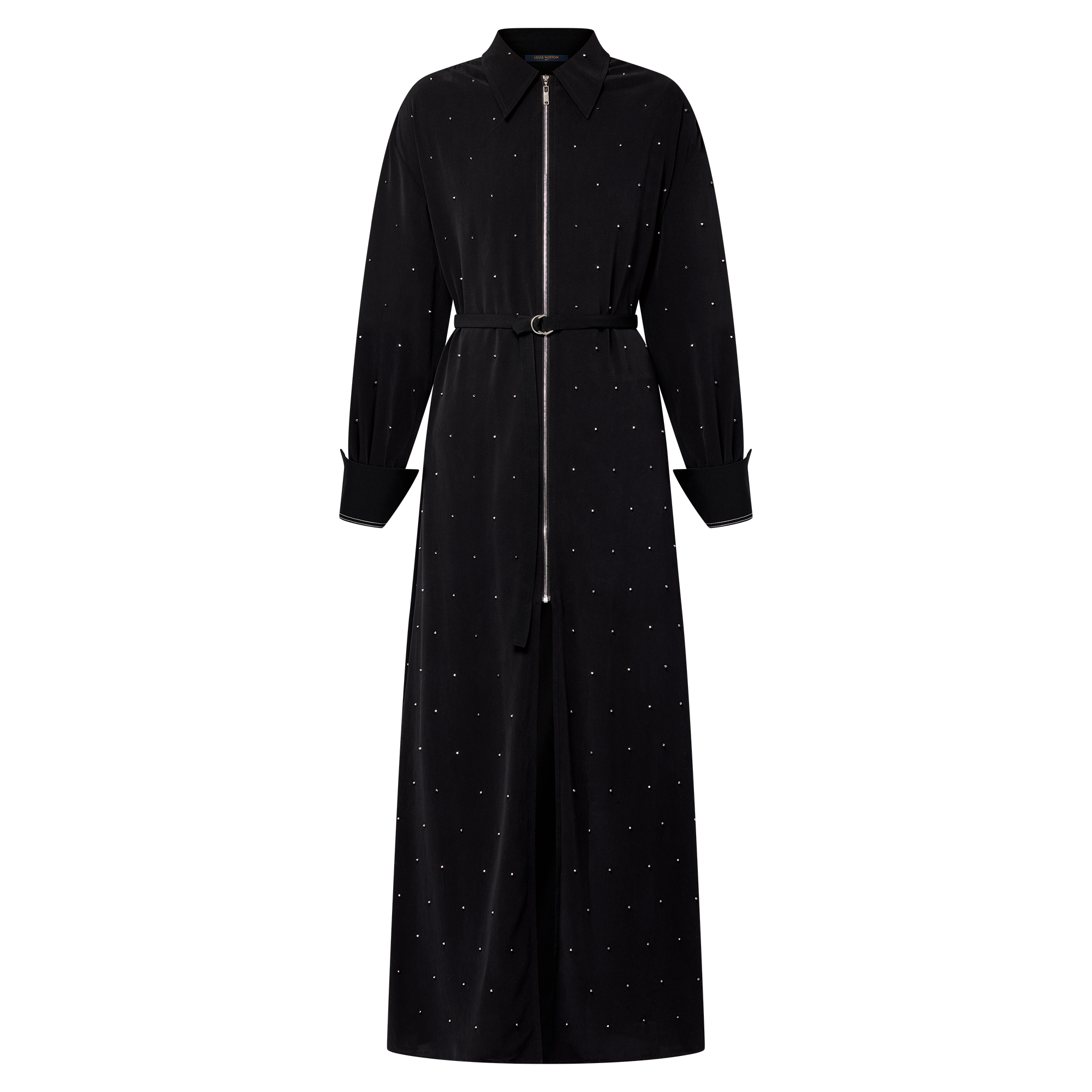Studded Long Fluid Zipped Dress  in Women