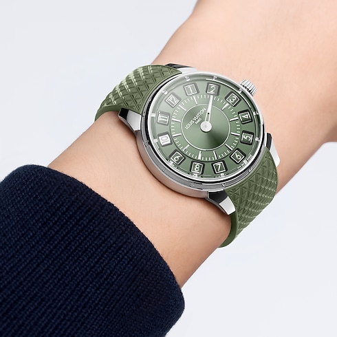 Tambour Spin Time, Automatic, 39.5mm, White gold in Watches's All Watches } collections by Louis Vuitton (Product zoom)