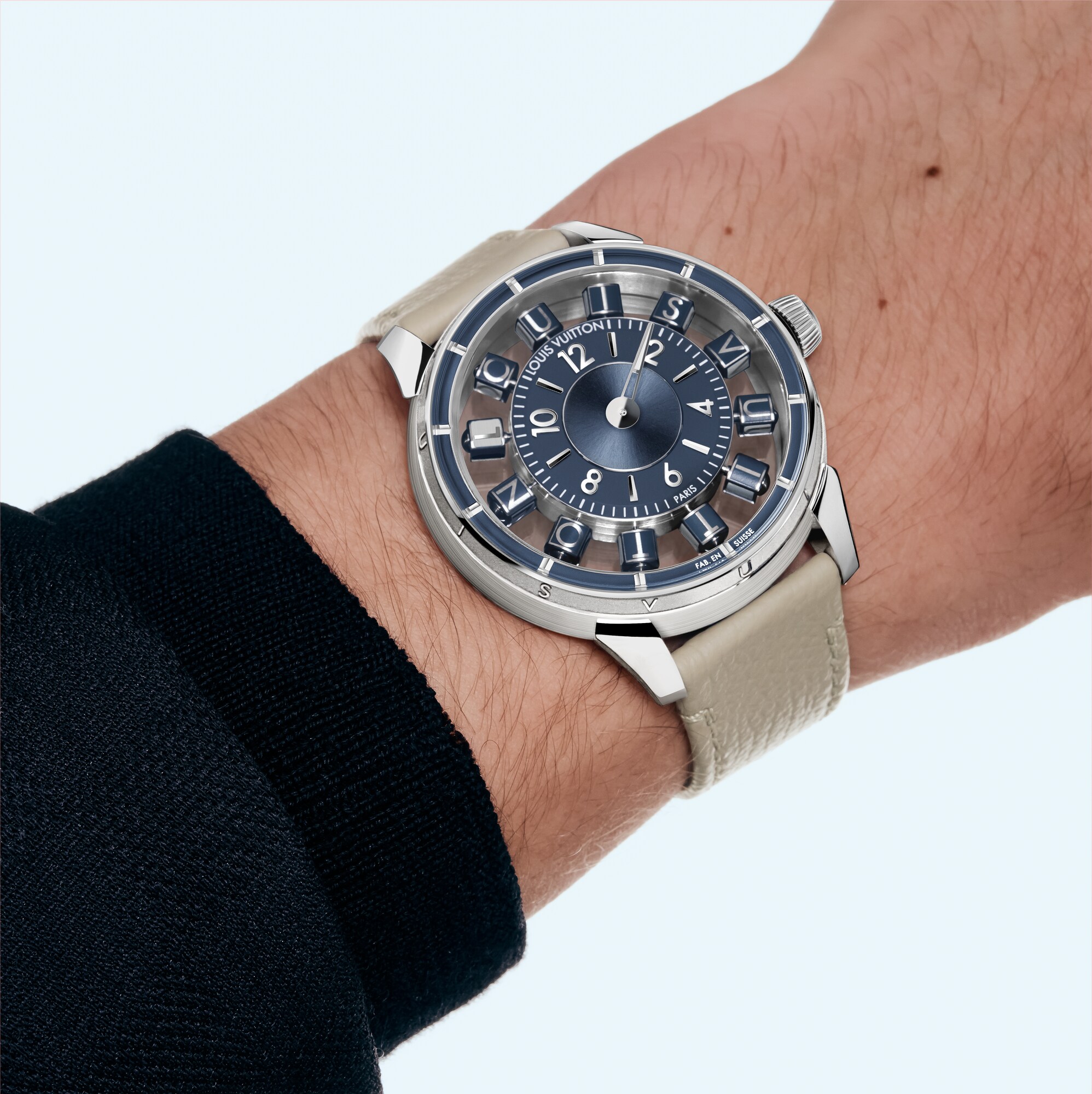Tambour Taiko Spin Time Air, Automatic, 42.5mm, White gold  in Watches