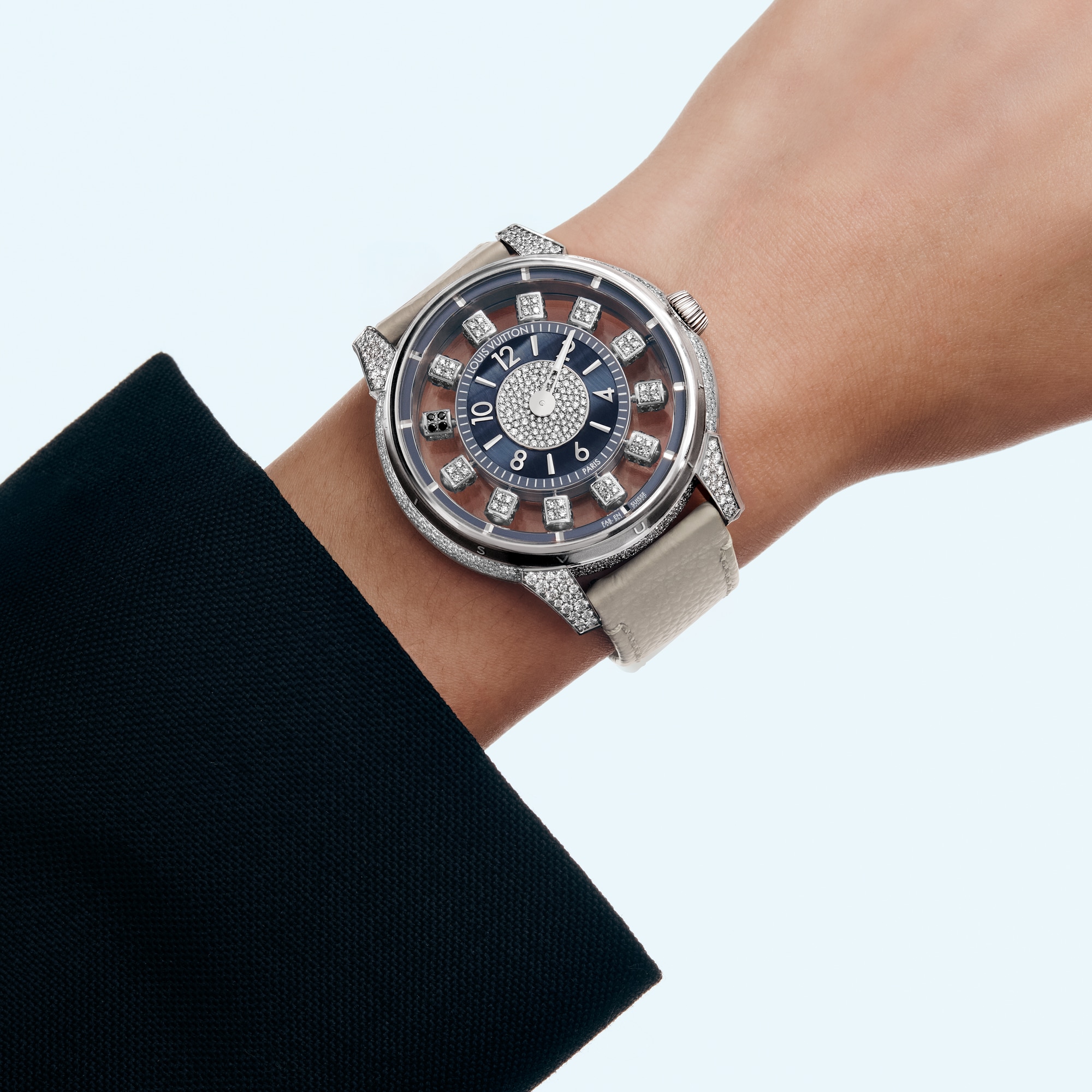 Tambour Taiko Spin Time Air, Automatic, 42.5mm, White gold, Hawk