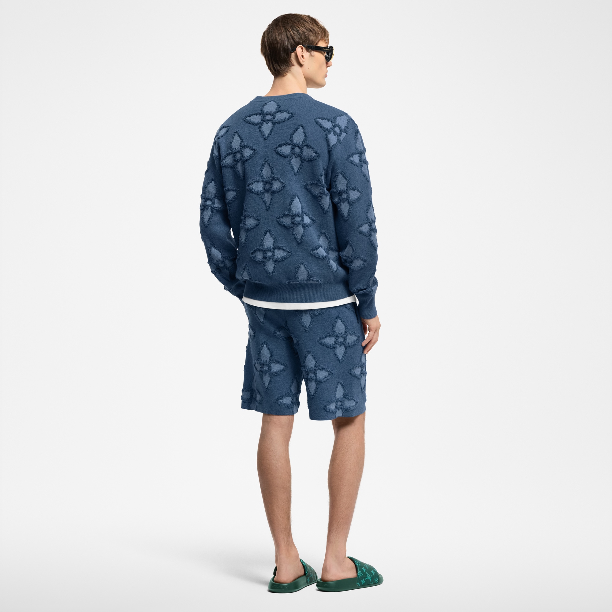 Textured Cotton Knit Shorts  in Men