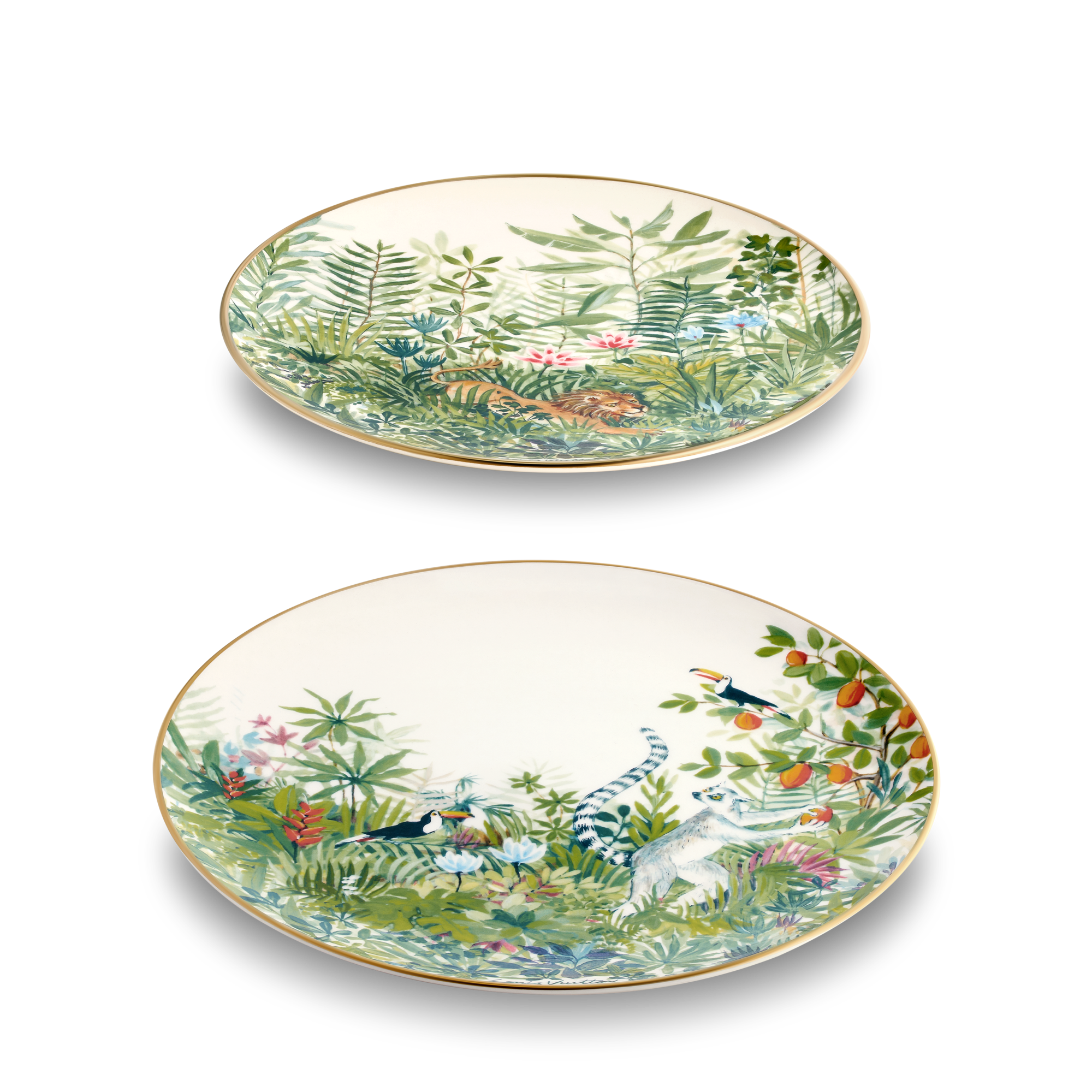 Tropical Jungle Set 2 Dessert Plates  in Trunks, Travel and Home