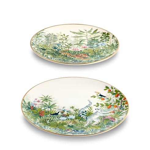 Tropical Jungle Set 2 Dessert Plates in Trunks, Travel and Home's Home and Art of Dining Art of Dining collections by Louis Vuitton (Product zoom)