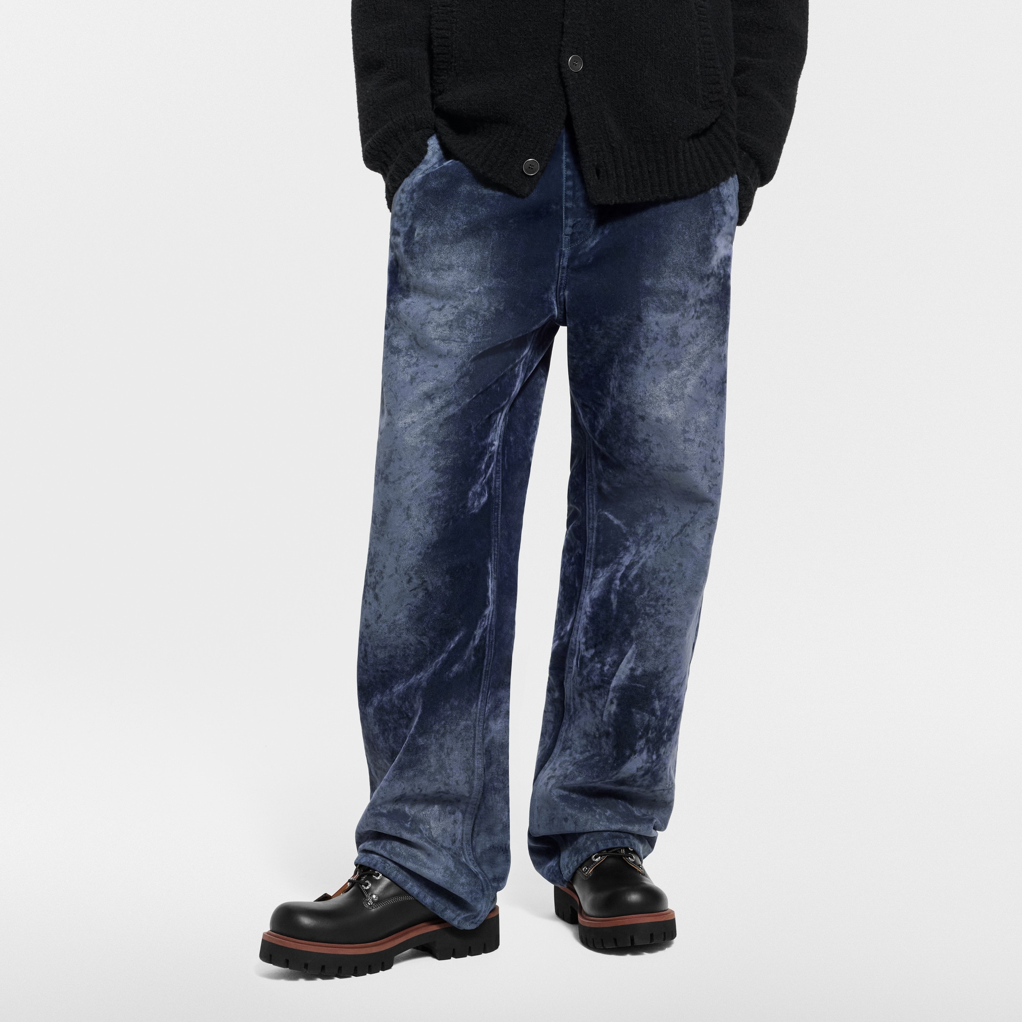 Velvet Denim Pants With Monogram Details  in Men