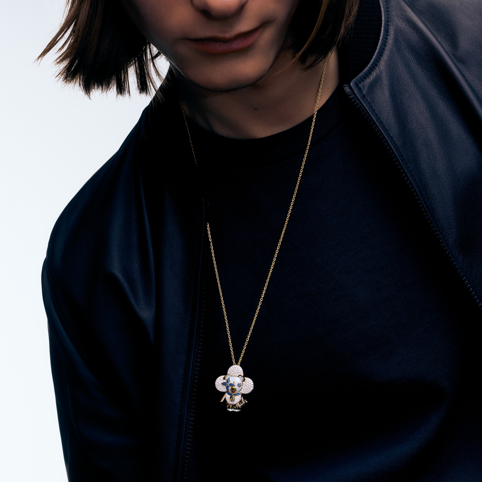Vivienne Dog Pendant, Yellow Gold, White Gold, Lacquer, Diamonds & Colored Gemstones  in Les Extraordinaires