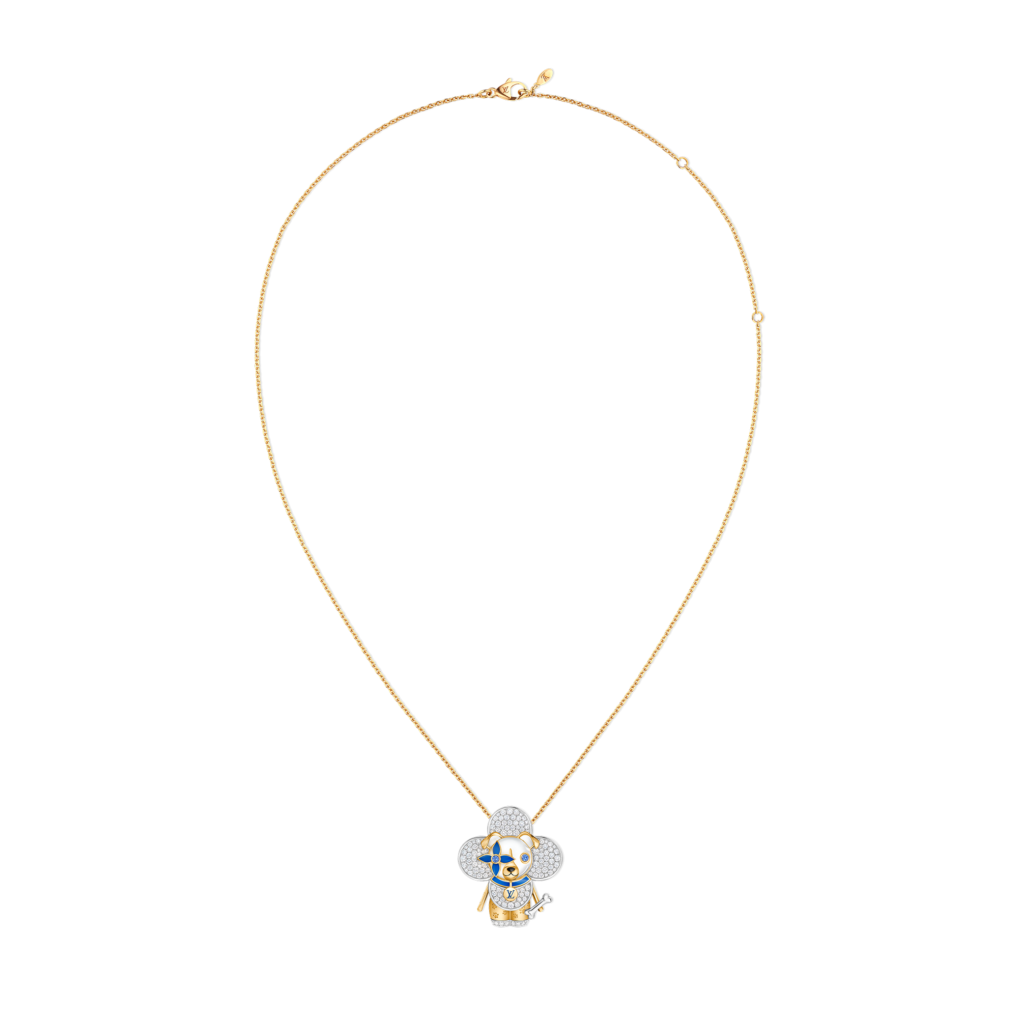 Vivienne Dog Pendant, Yellow Gold, White Gold, Lacquer, Diamonds & Colored Gemstones  in Les Extraordinaires