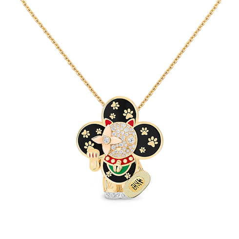 Vivienne Maneki Neko Pendant, 3 Golds, Lacquer & Diamonds in Jewellery's Categories Necklaces and Pendants collections by Louis Vuitton (Product zoom)