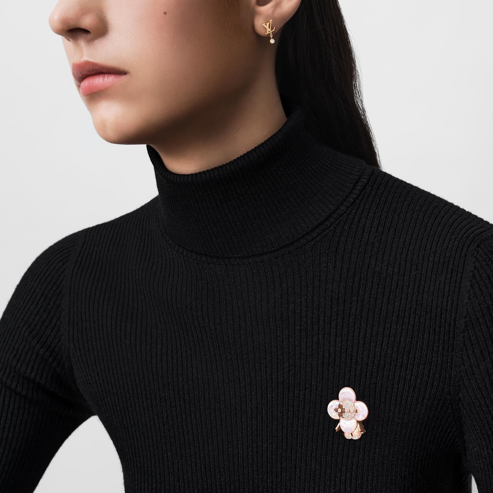 Vivienne Monogram Pendant, Pink Gold, Mother-Of-Pearl, Wood & Diamonds  in Jewellery
