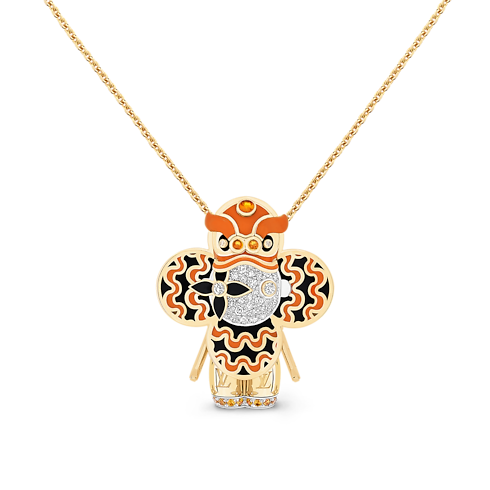 Vivienne Orange Lion Dance Pendant, Yellow Gold, White Gold, Lacquer, Diamonds & Colored Stones in Jewellery's Categories Necklaces and Pendants collections by Louis Vuitton (Product zoom)