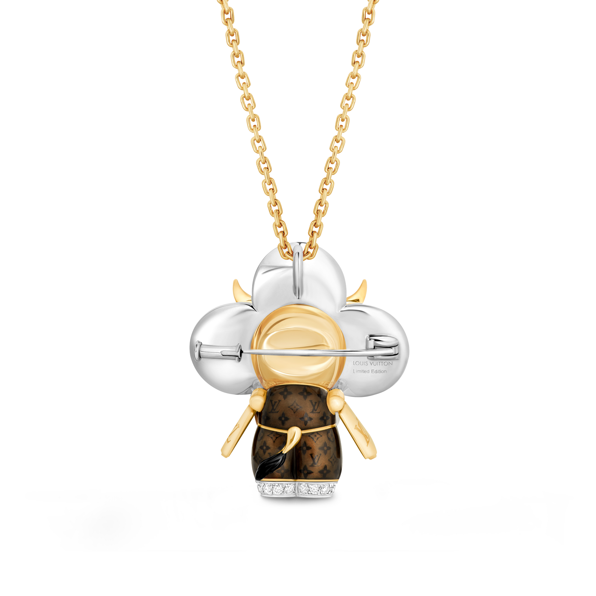 Vivienne Ox Pendant, 3 Golds, Lacquer, Diamonds & Colored Gemstones  in Les Extraordinaires