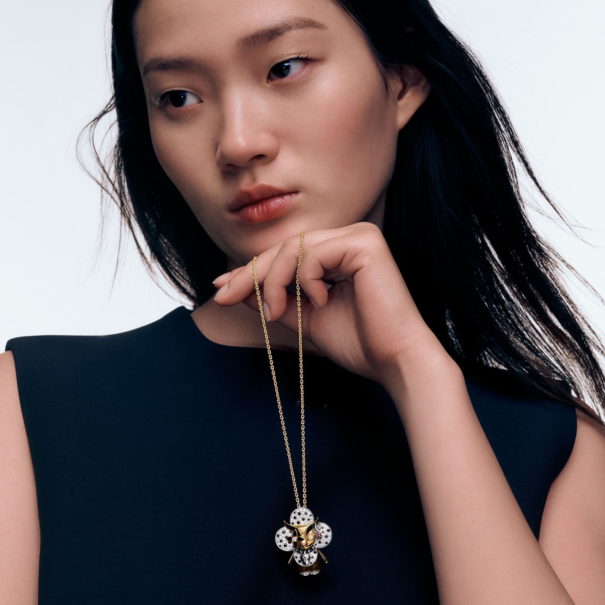 Vivienne Ox Pendant, 3 Golds, Lacquer, Diamonds & Colored Gemstones  in Les Extraordinaires