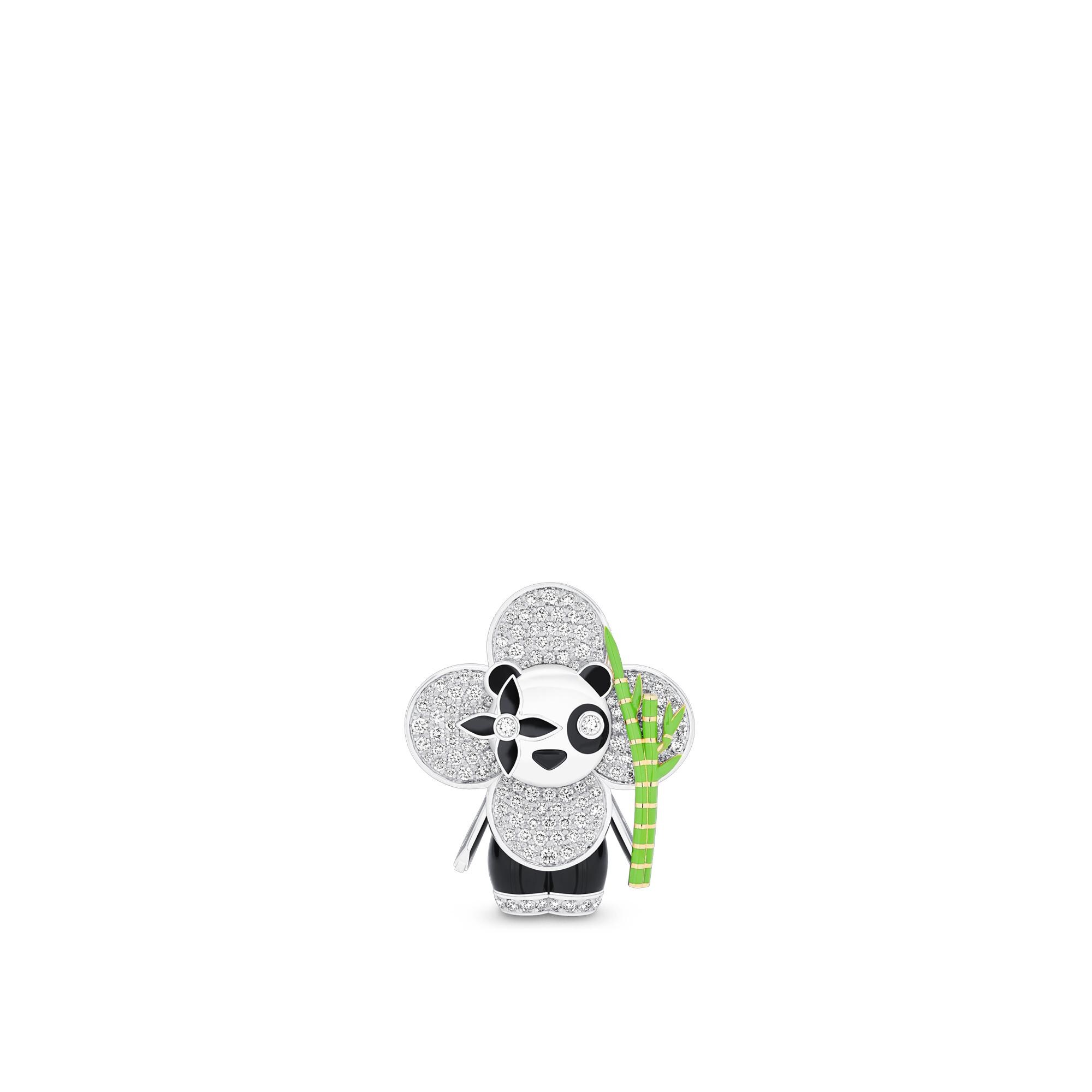 Vivienne Panda Pendant, White Gold, Yellow Gold, Onyx, Lacquer & Diamonds  in Jewellery