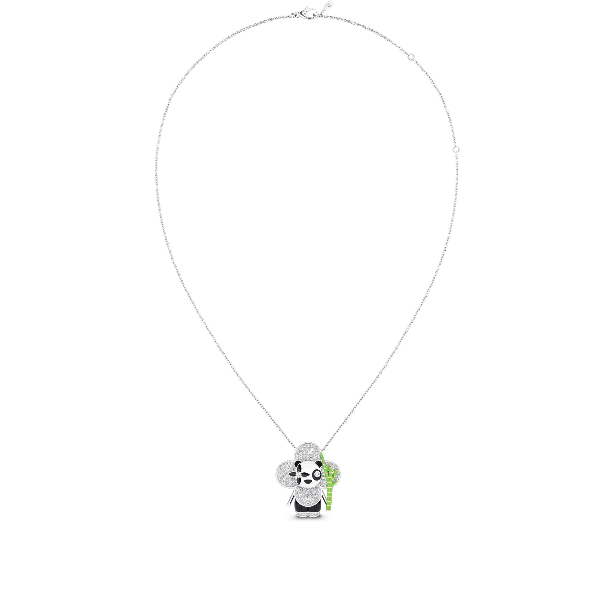 Vivienne Panda Pendant, White Gold, Yellow Gold, Onyx, Lacquer & Diamonds  in Jewellery