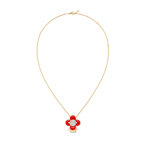 Vivienne pendant, 3 golds, red lacquer & diamonds in Jewellery's Categories Necklaces and Pendants collections by Louis Vuitton (Product zoom)