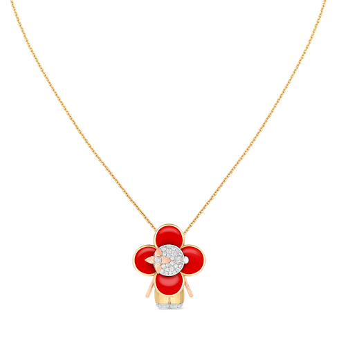 Vivienne pendant, 3 golds, red lacquer & diamonds in Jewellery's Categories Necklaces and Pendants collections by Louis Vuitton (Product zoom)