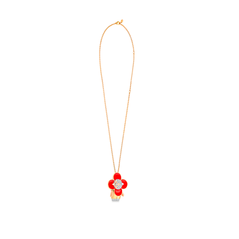 Vivienne pendant, 3 golds, red lacquer & diamonds in Jewellery's Categories Necklaces and Pendants collections by Louis Vuitton (Product zoom)