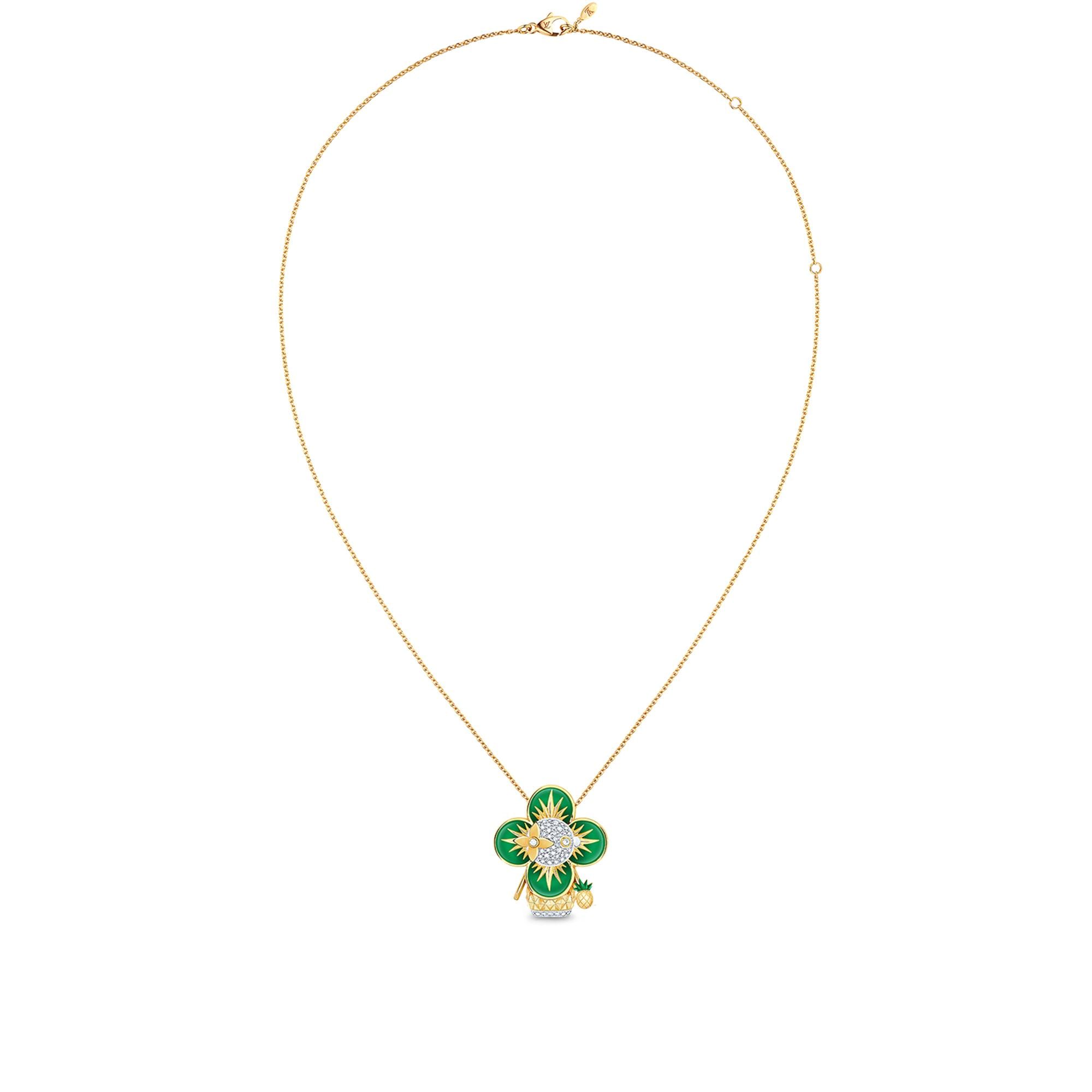 Vivienne Pineapple Pendant, Yellow Gold, White Gold, Lacquer & Diamonds  in Jewellery