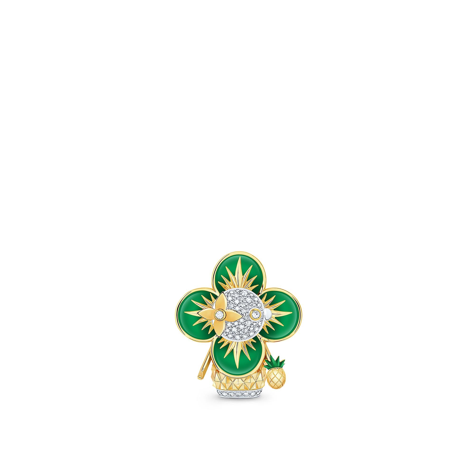 Vivienne Pineapple Pendant, Yellow Gold, White Gold, Lacquer & Diamonds  in Jewellery