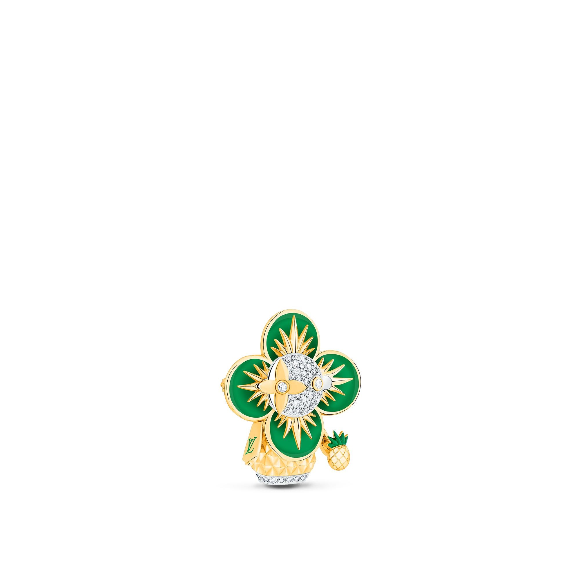 Vivienne Pineapple Pendant, Yellow Gold, White Gold, Lacquer & Diamonds  in Jewellery