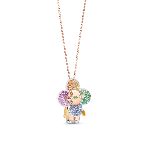 Vivienne Rainbow Pendant, 3 Golds, Diamonds & Colored Gemstones in Jewellery's Categories All Fine Jewellery collections by Louis Vuitton (Product zoom)