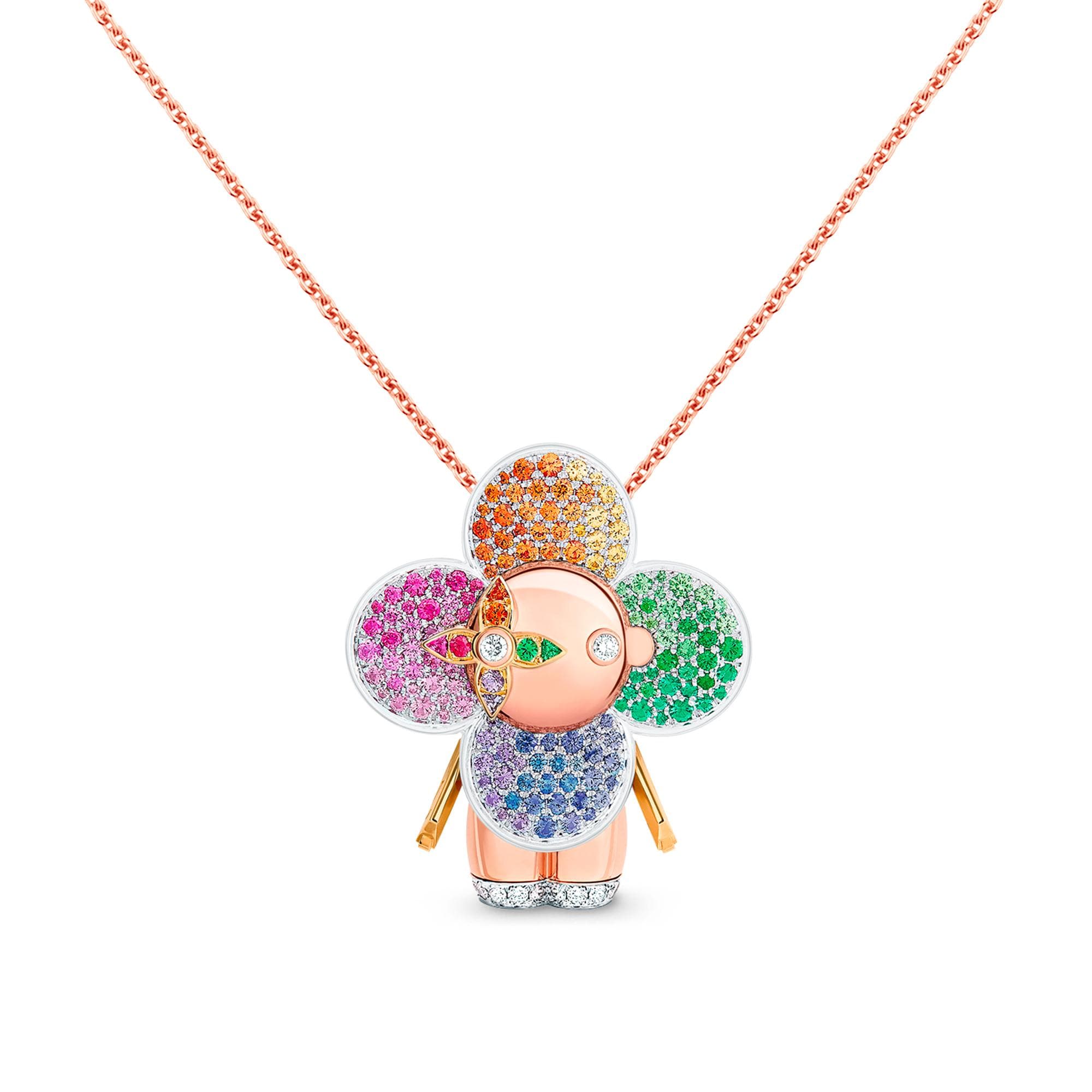 Vivienne Rainbow Pendant, 3 Golds, Diamonds & Colored Gemstones  in Jewellery