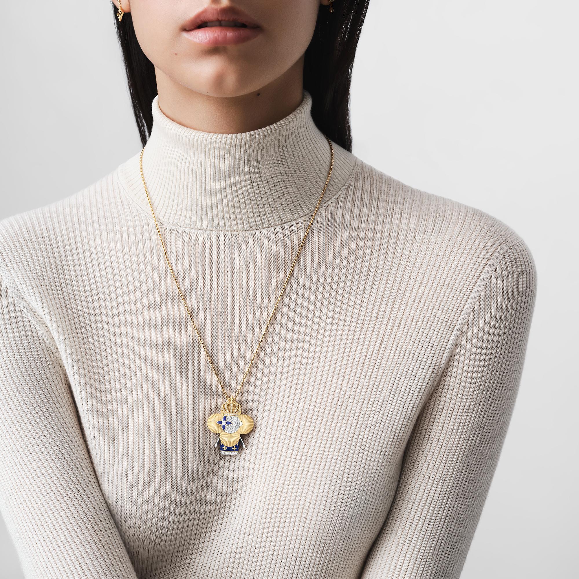 Vivienne Royal Pendant, Yellow Gold, White Gold, Lacquer & Diamonds  in Jewellery