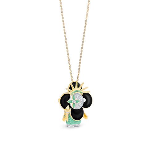 Vivienne Statue Of Liberty, White Gold, Yellow Gold, Lacquer & Diamonds in Jewellery's Categories Necklaces and Pendants collections by Louis Vuitton (Product zoom)