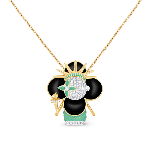 Vivienne Statue Of Liberty, White Gold, Yellow Gold, Lacquer & Diamonds in Jewellery's Categories Necklaces and Pendants collections by Louis Vuitton (Product zoom)