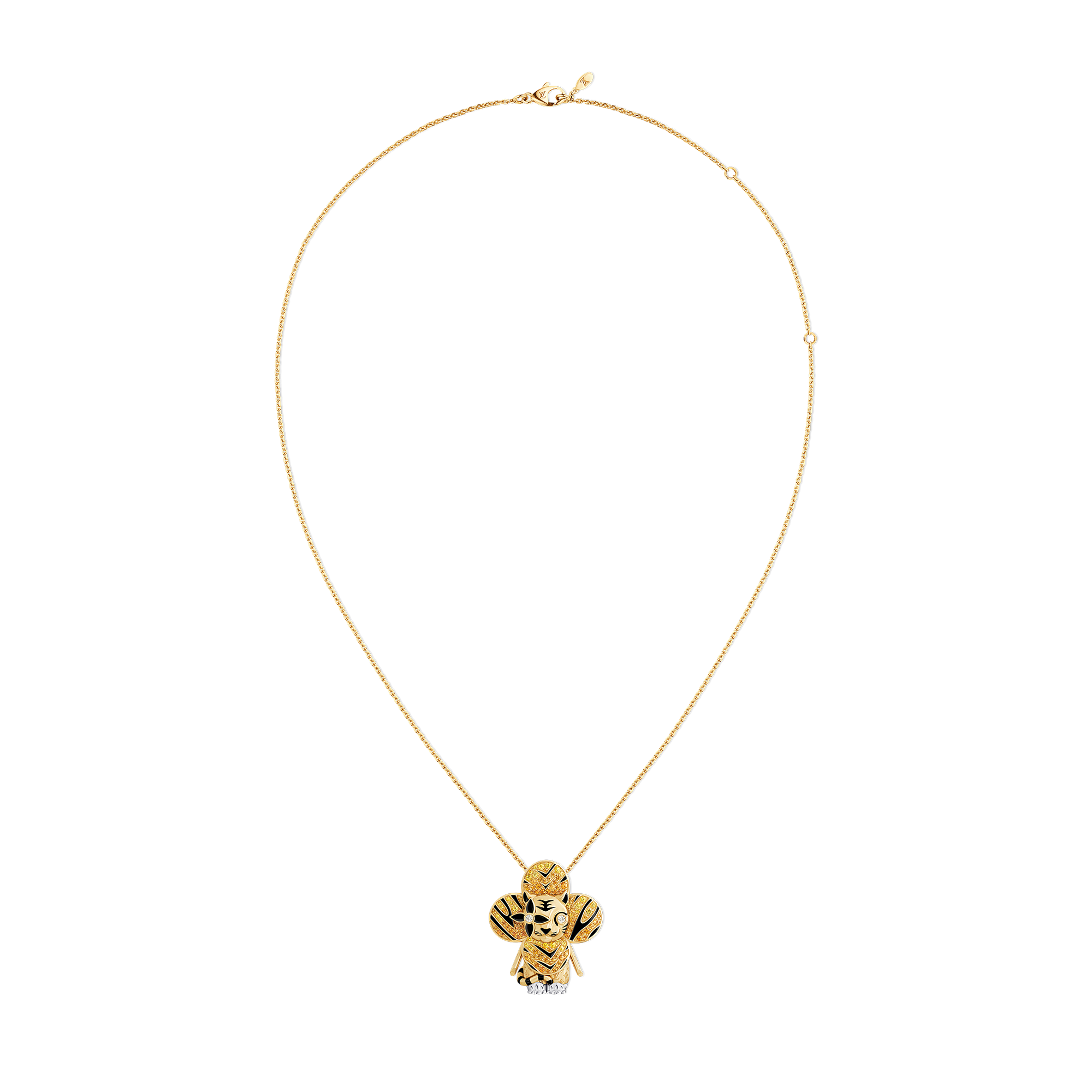 Vivienne Tiger Pendant, Yellow Gold, White Gold, Lacquer, Diamonds & Colored Gemstones  in Jewellery