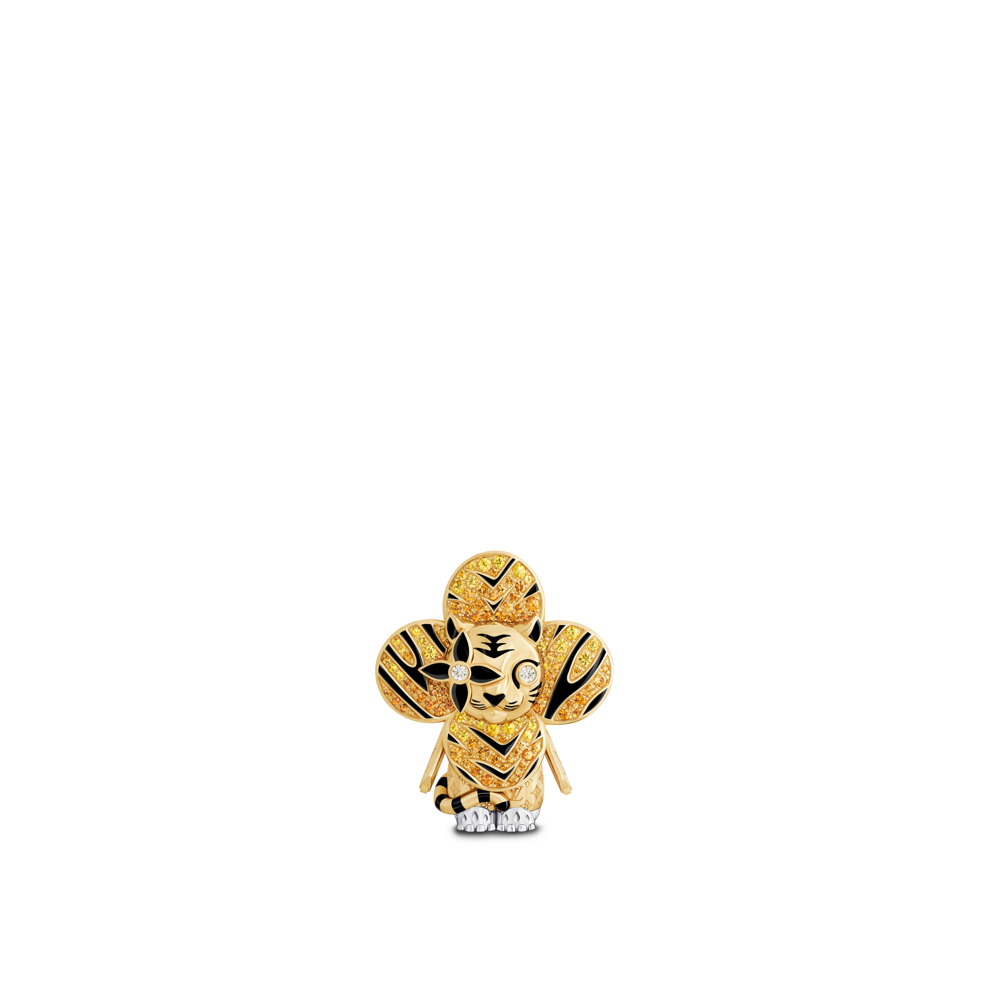 Vivienne Tiger Pendant, Yellow Gold, White Gold, Lacquer, Diamonds & Colored Gemstones  in Jewellery