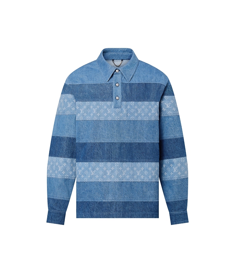 Patchwork Long-Sleeved Denim Polo Shirt - Ready-to-Wear | LOUIS 